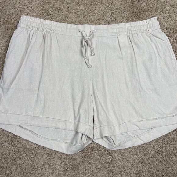 Old Navy Shorts Womens XL Beige High Rise Linen Blend Boho Cottage Preppy Resort - Picture 1 of 11